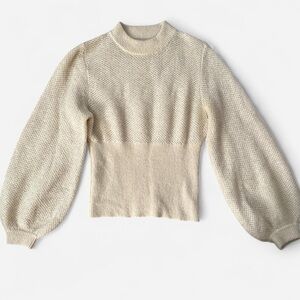 NICHOLAS Cream Knit Balloon Sleeve Top